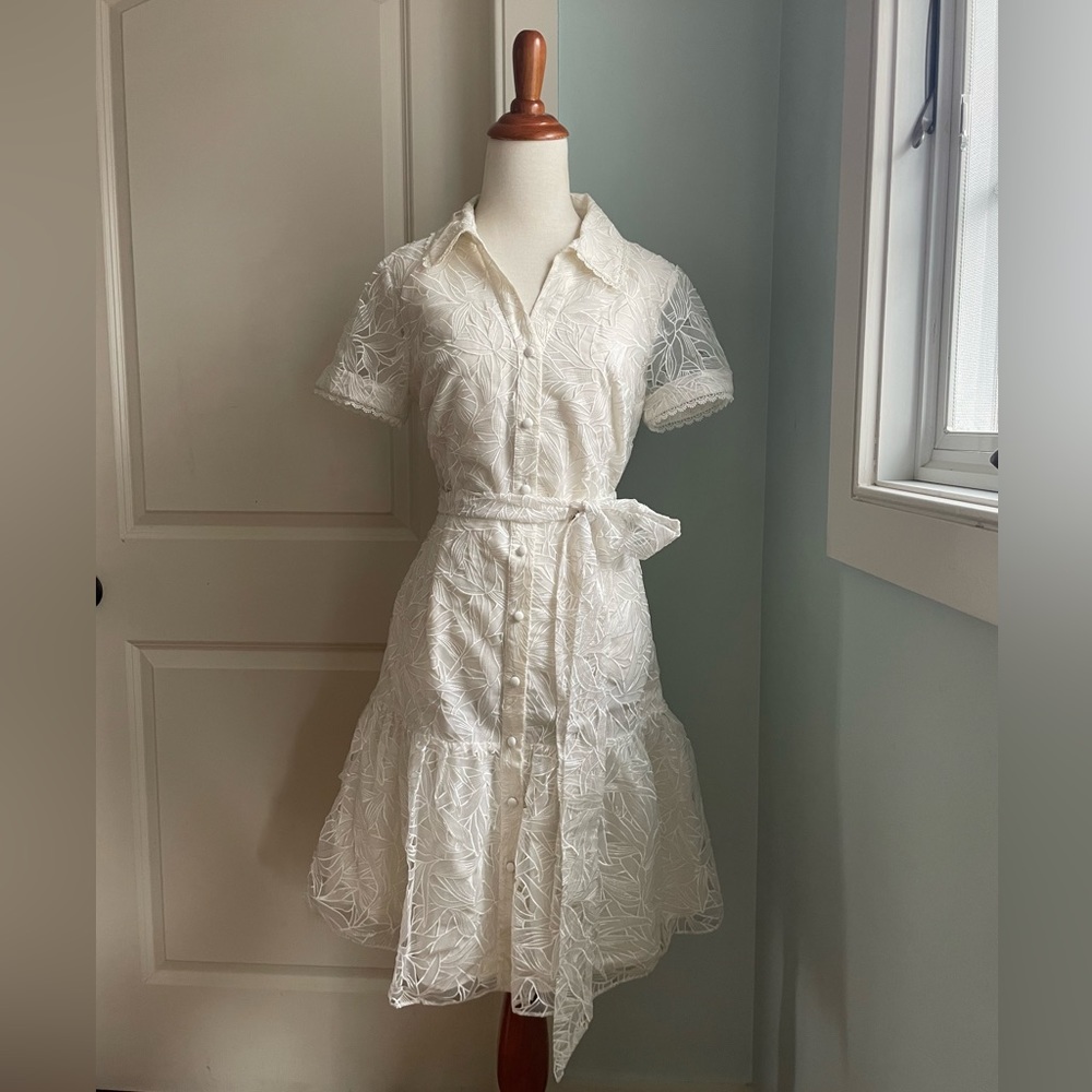 Marchesa NWOT White Lace Eyelet Dress - Picture 14 of 15